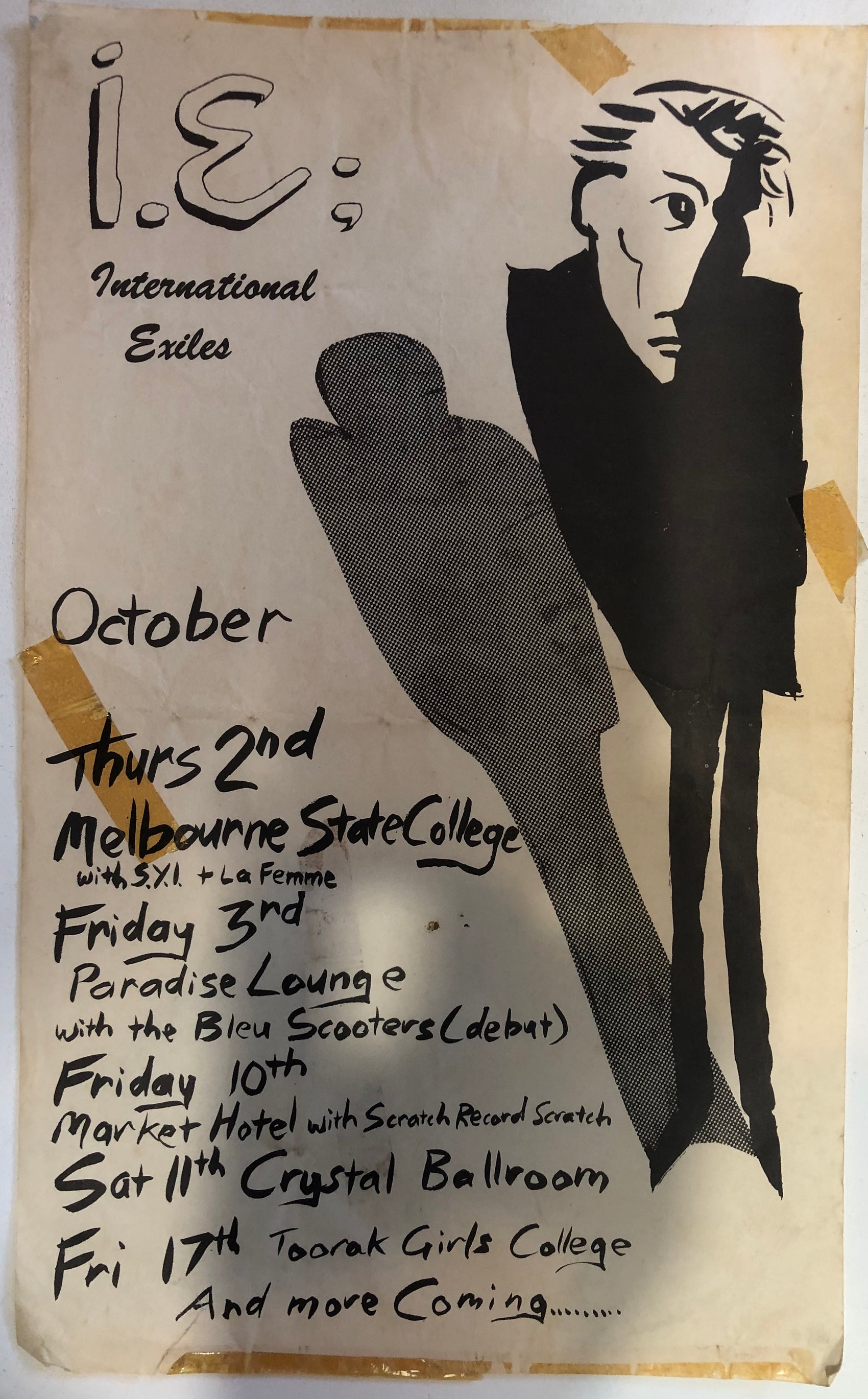 INTERNATIONAL EXILES 1980 GIG HANDBILL