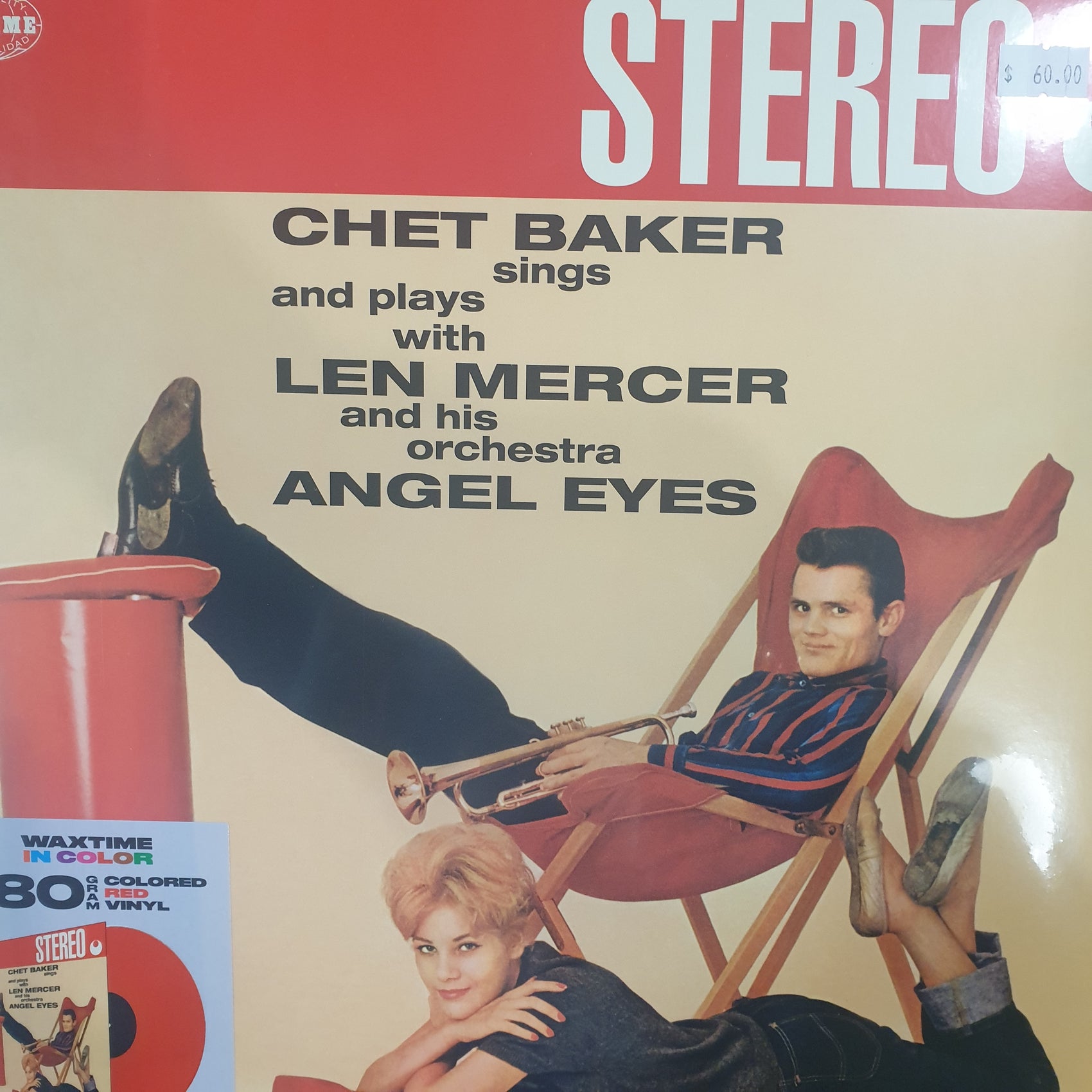 CHET BAKER, LEN MERCER AND HIS ORCHESTRA - ANGEL EYES (RED COLOURED) VINYL