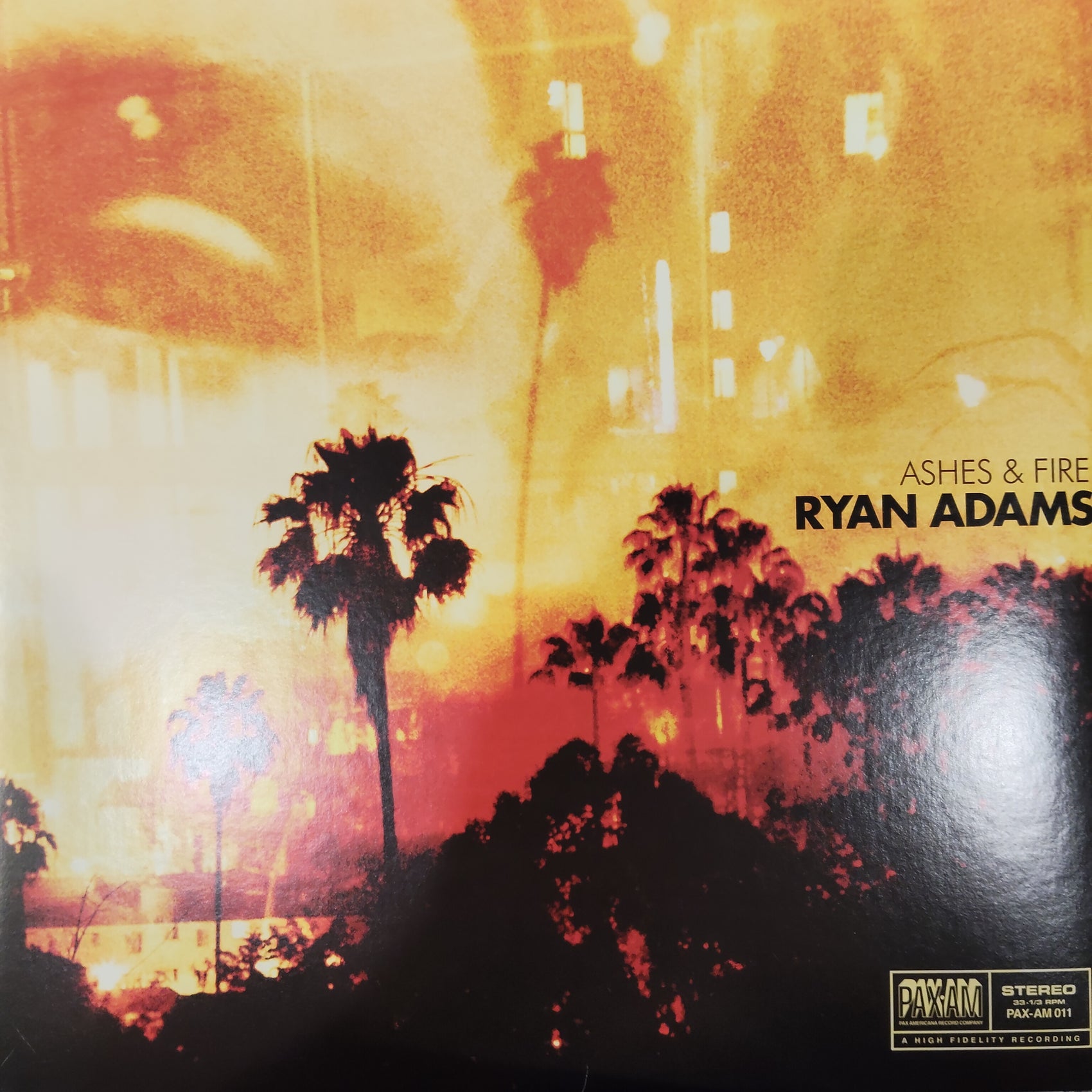 RYAN ADAMS - ASHES AND FIRE (USED VINYL 2011 U.S. M- EX+)