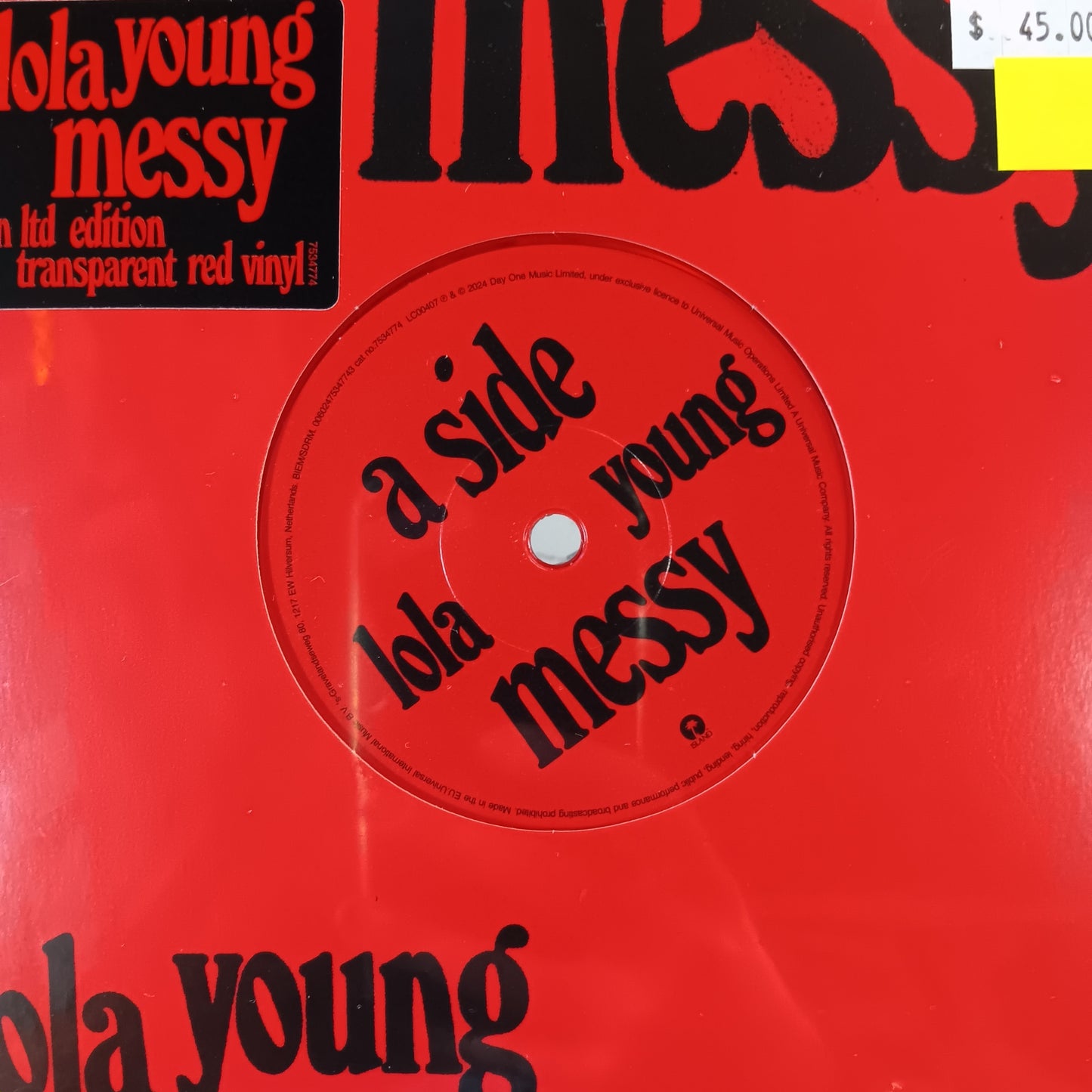 LOLA YOUNG - MESSY (RED COLOURED) (7") VINYL