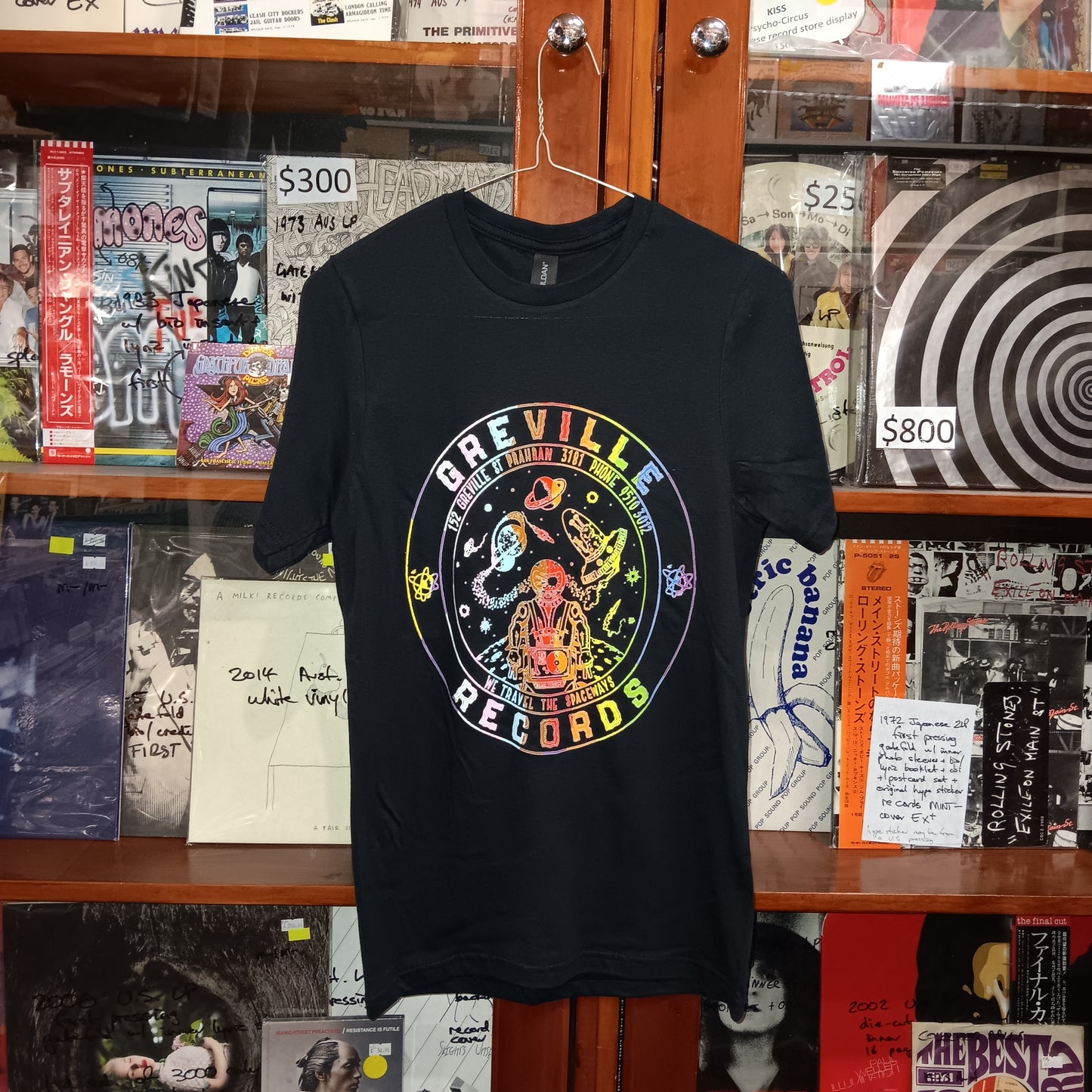 GREVILLE RECORDS "QUEER PRIDE" T-SHIRT (LGBTQIA+ PRIDE PRINT ON BLACK T-SHIRT)