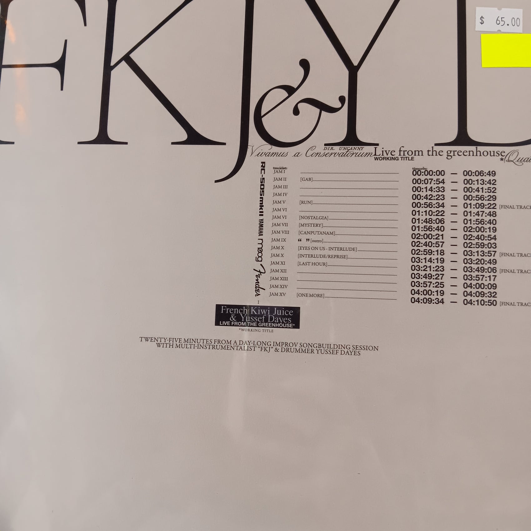 FRESH KIWI JUICE AND YUSSEF DAYES - LIVE FROM THE GREENHOUSE VINYL