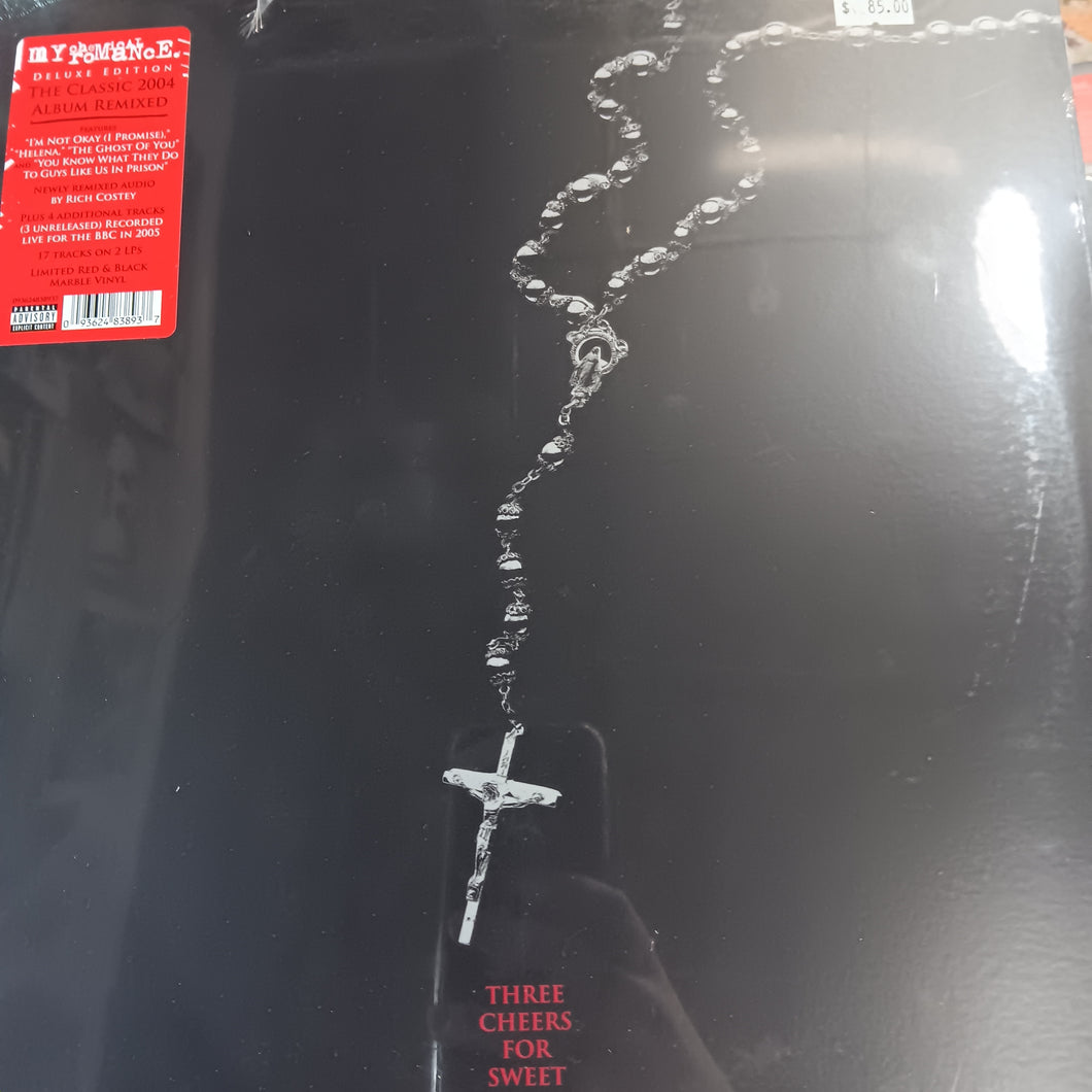 MY CHEMICAL ROMANCE- THREE CHEERS FOR SWEET REVENGE (2LP) (DELUXE EDITION 2025 REMIX) (RED AND BLACK MARBLE COLOURED) VINYL