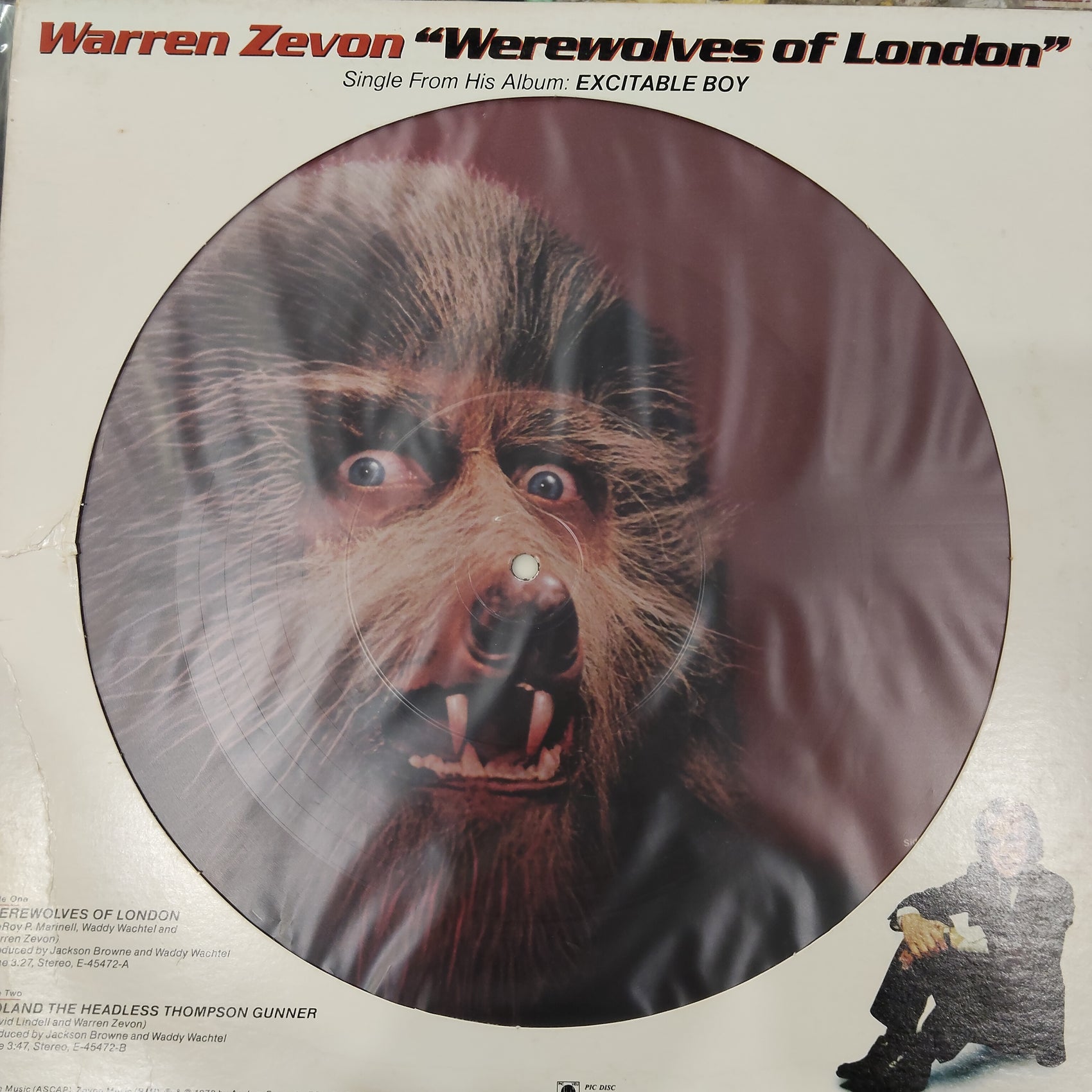 WARREN ZEVON - WEREWOLVES OF LONDON (USED VINYL 1978 U.S. 12" PIC DISC PROMO EX+ EX-)