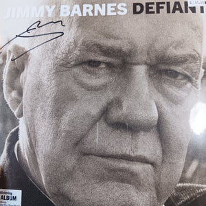 JIMMY BARNES - DEFIANT (SIGNED) (RED AND BLACK MARBLE COLOURED) VINYL