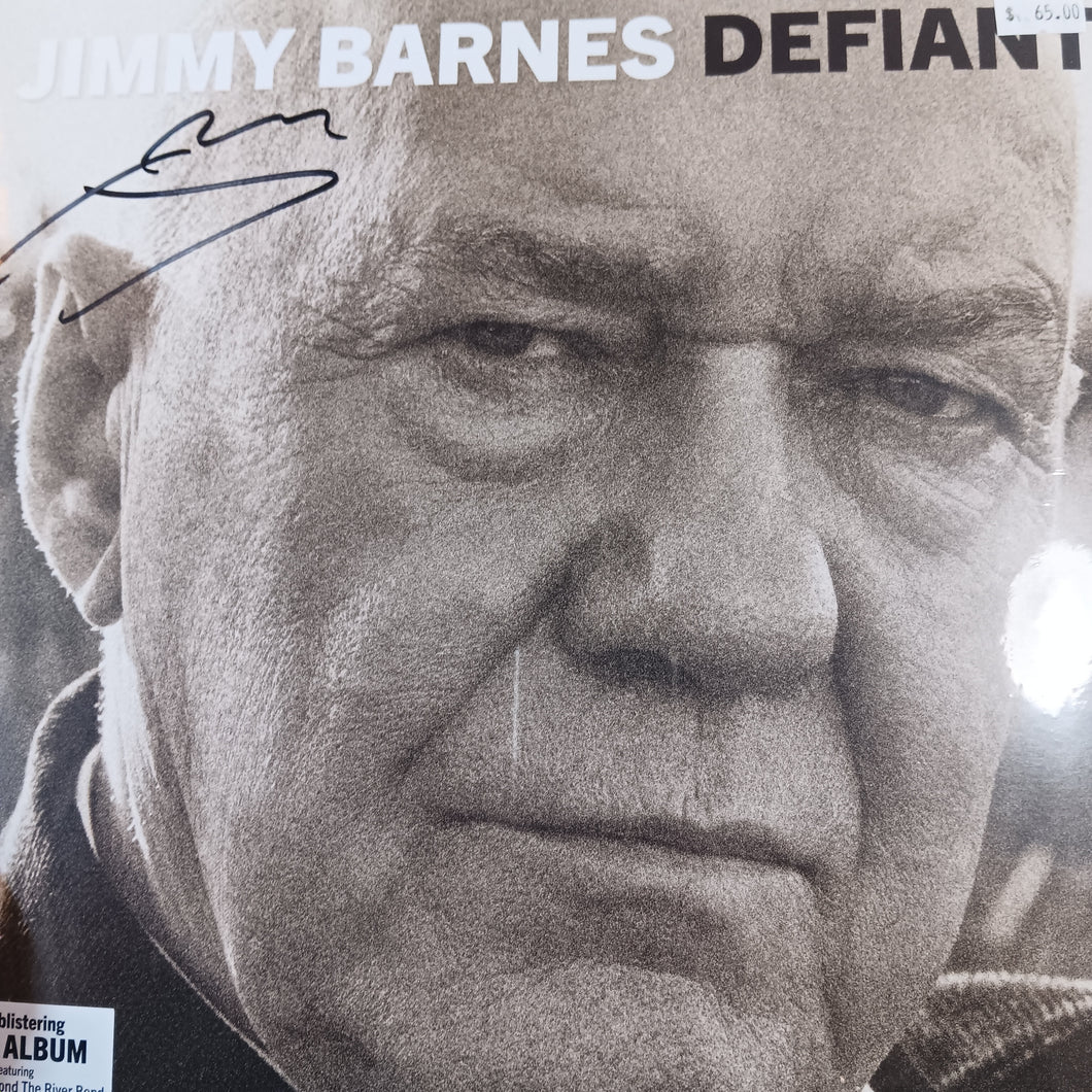 JIMMY BARNES - DEFIANT (SIGNED) (RED AND BLACK MARBLE COLOURED) VINYL