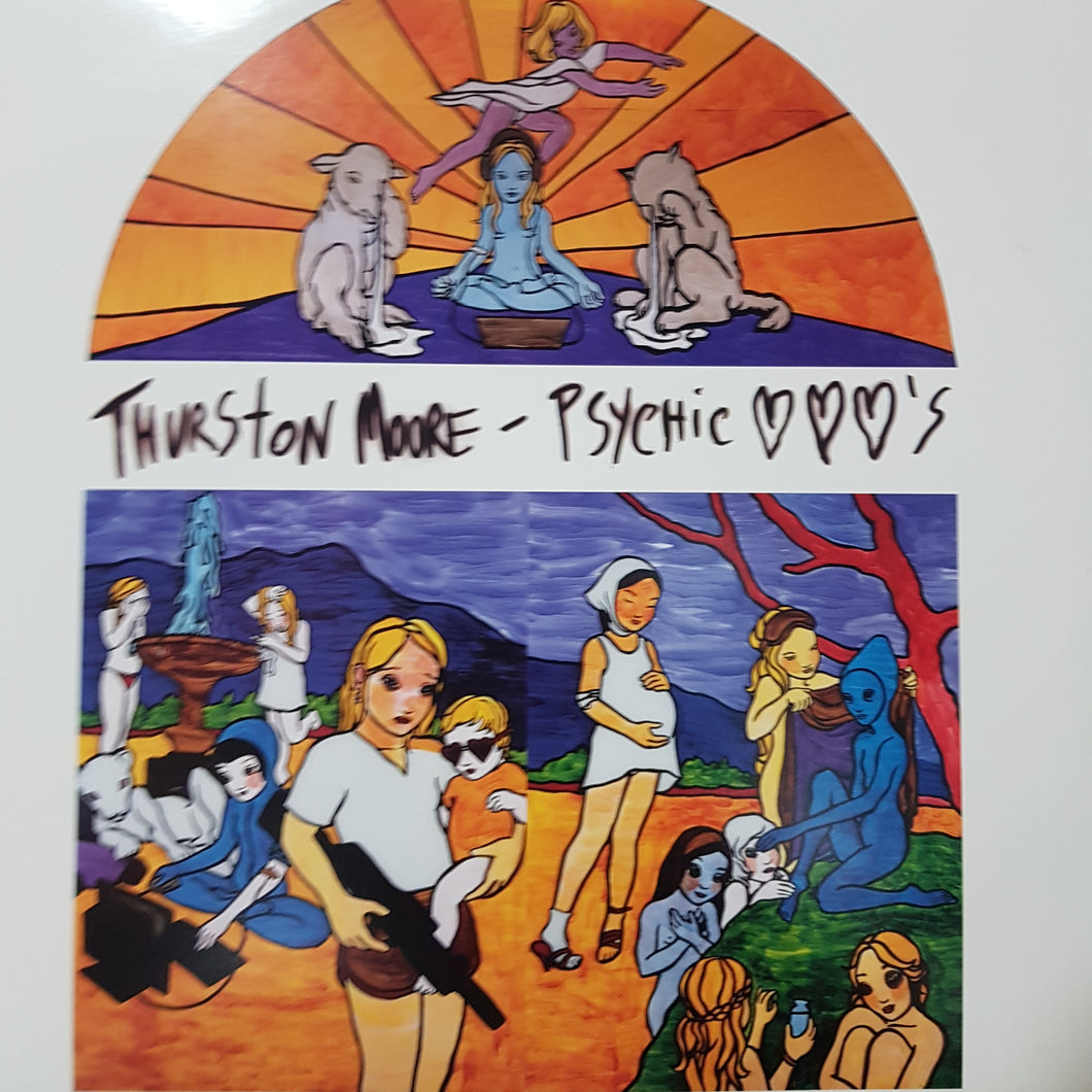 THURSTON MOORE - PSYCHIC (GREEN COLOURED, ETCHED) (USED VINYL 1995 US M-/M-)