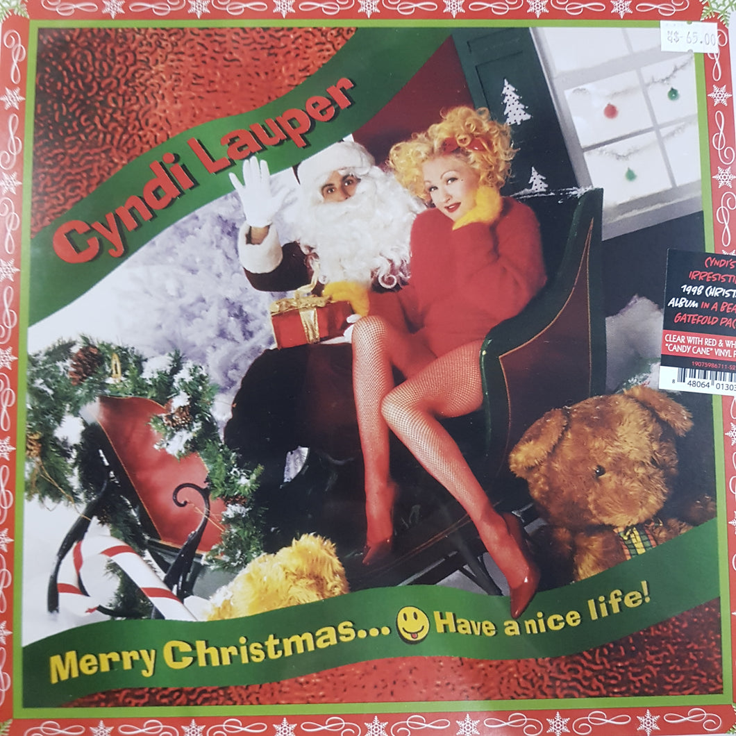 CYNDI LAUPER - MERRY CHRISTMAS...HAVE A NICE LIFE (CANDY CANE COLOURED) VINYL