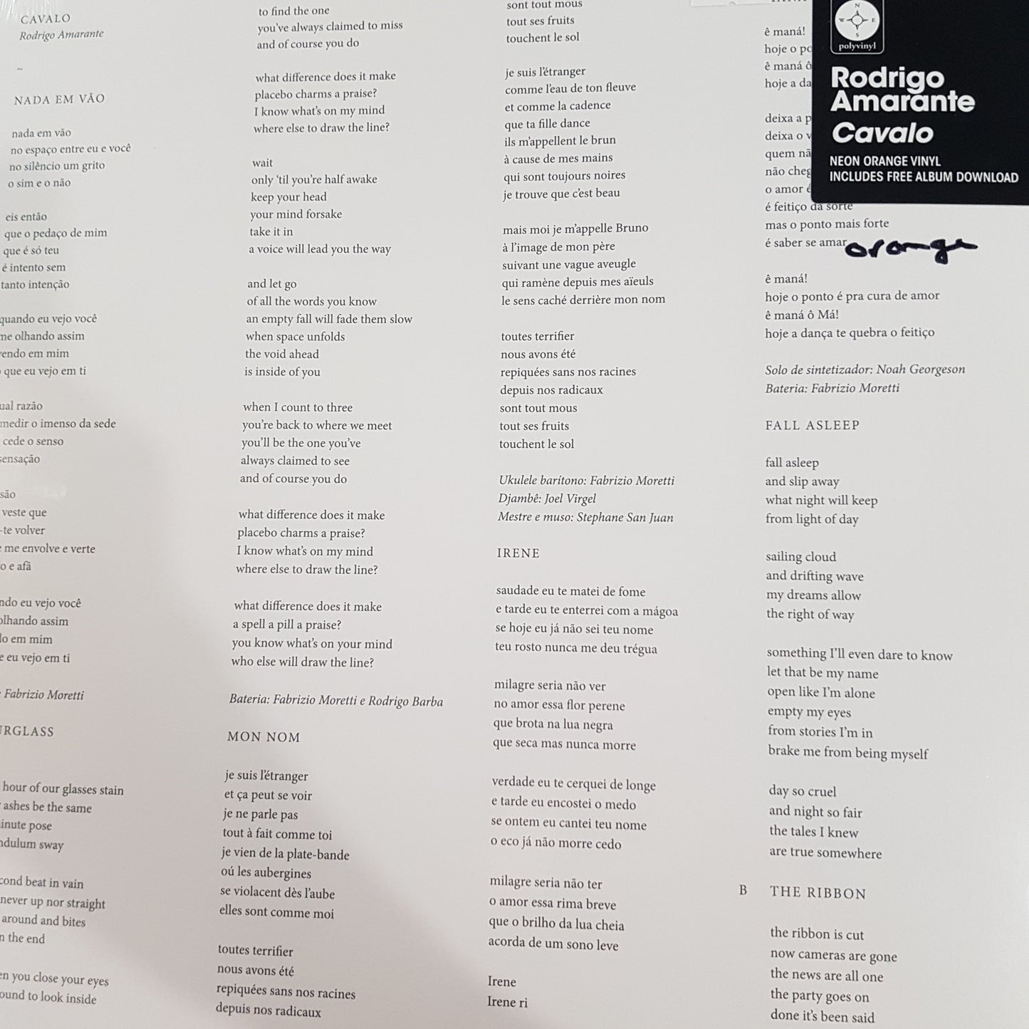 RODRIGO AMARANTE - CAVALO (NEON ORANGE COLOURED) VINYL
