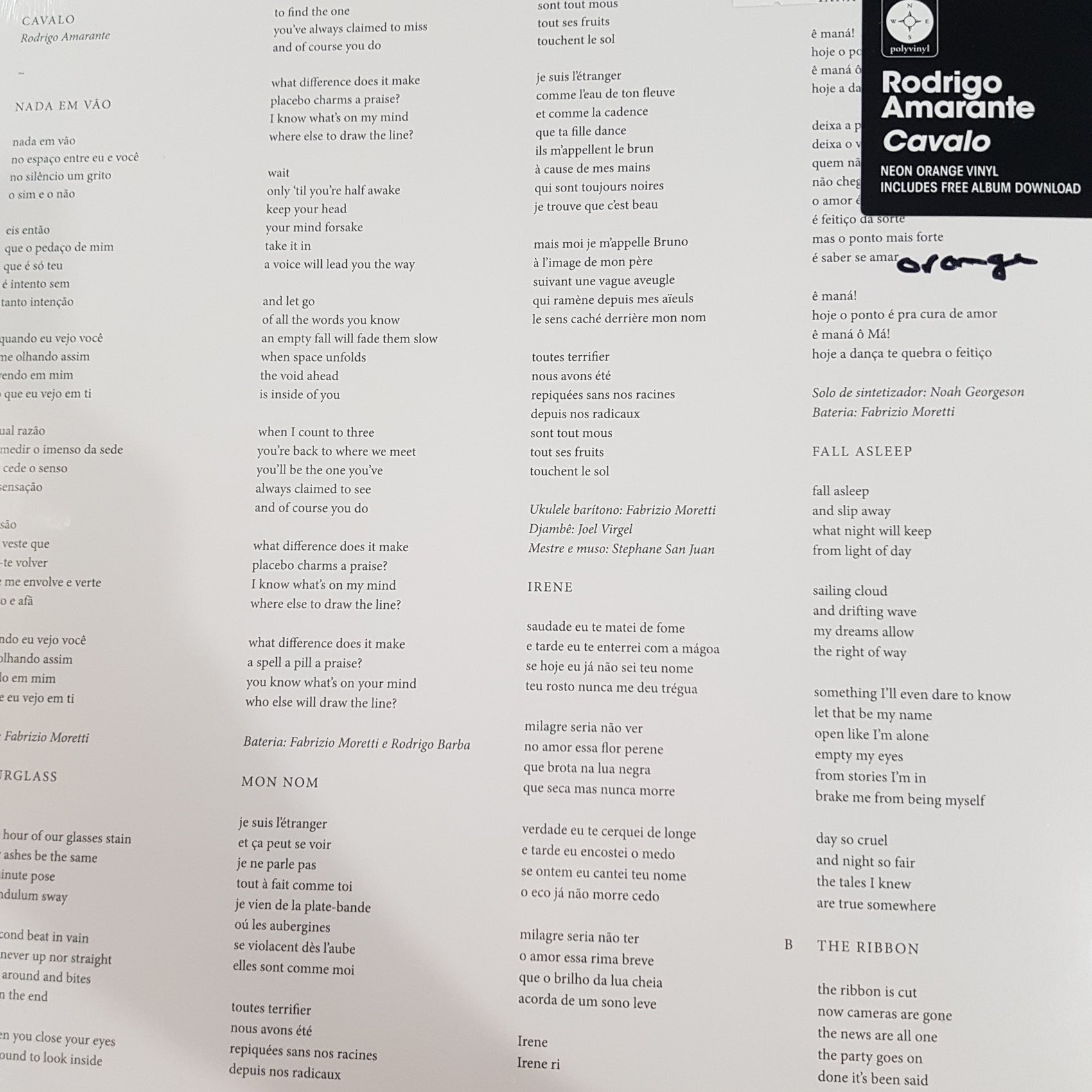 RODRIGO AMARANTE - CAVALO (NEON ORANGE COLOURED) VINYL
