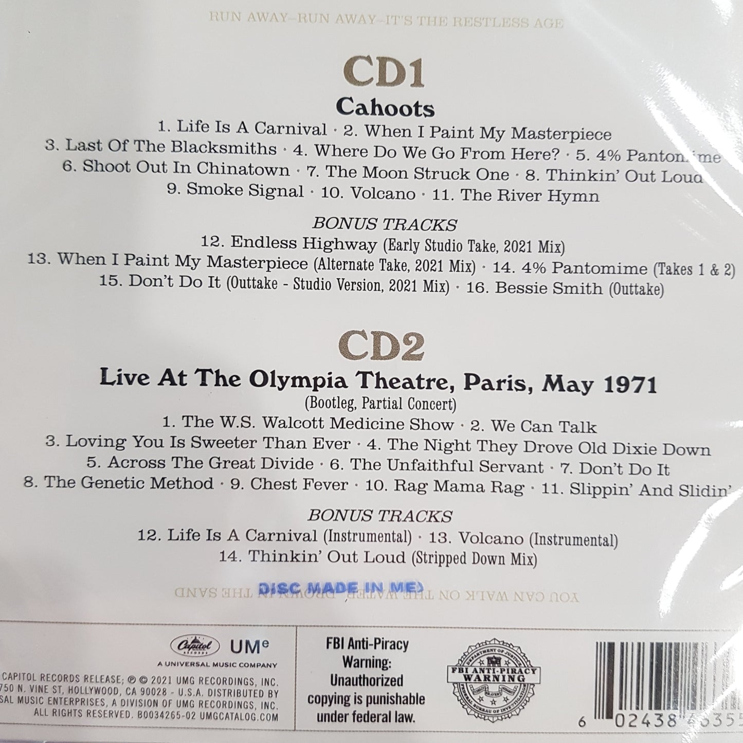 BAND - CAHOOTS (50TH ANNIVERSARY) (2CD) SET