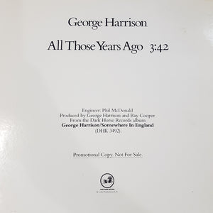 GEORGE HARRISON - ALL THOES YEARS AGO (USED VINYL 1981 US 12” M-/EX)