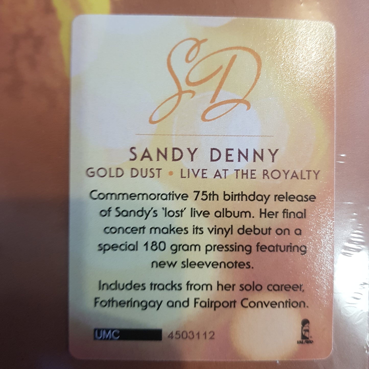 SANDY DENNY - GOLD DUST: LIVE AT THE ROYALTY VINYL RSD 2022