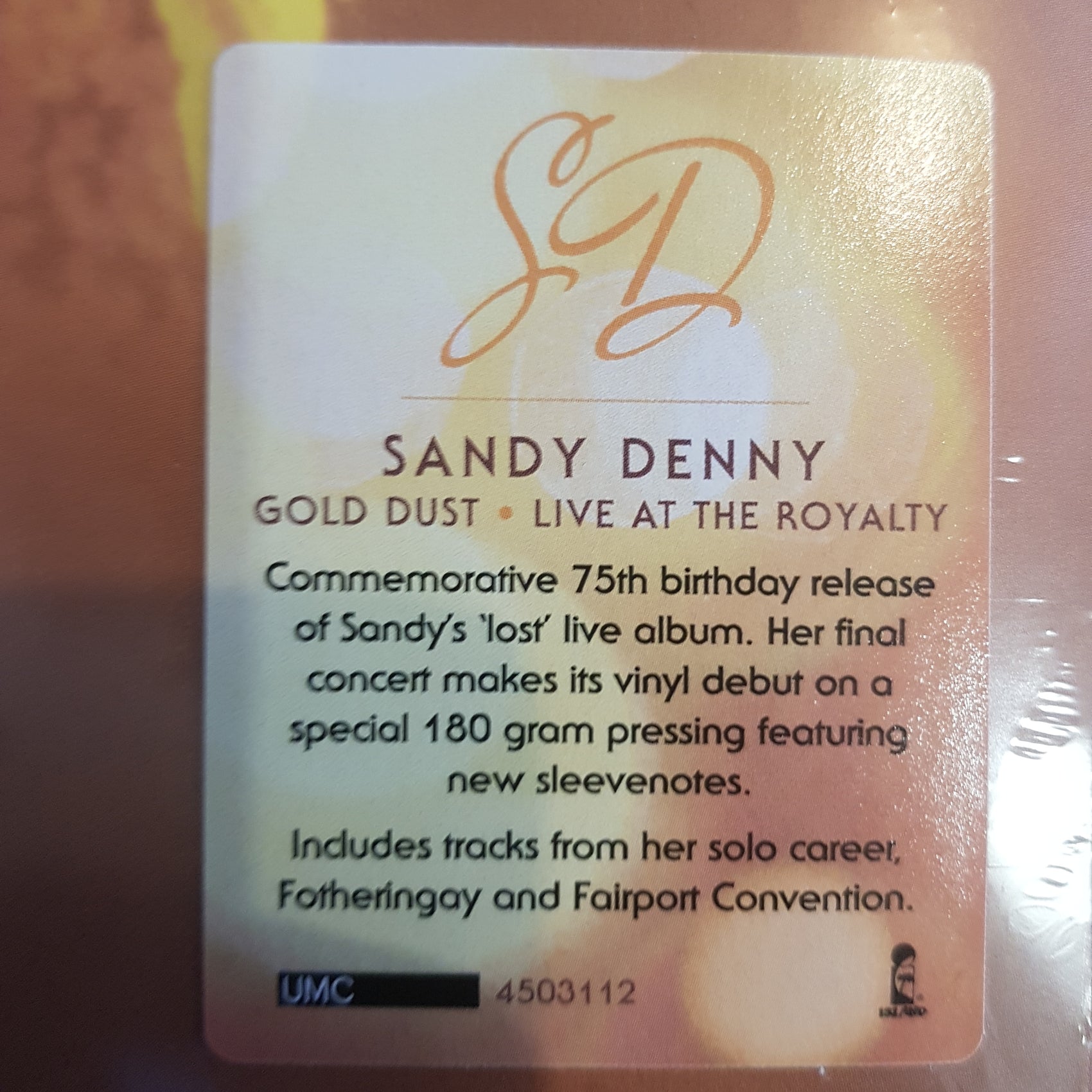 SANDY DENNY - GOLD DUST: LIVE AT THE ROYALTY VINYL RSD 2022