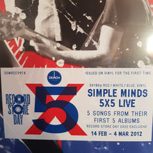 Load image into Gallery viewer, SIMPLE MINDS - 5X5 LIVE (RED, WHITE AND BLUE COLOURED) (3LP) VINYL RSD 2022
