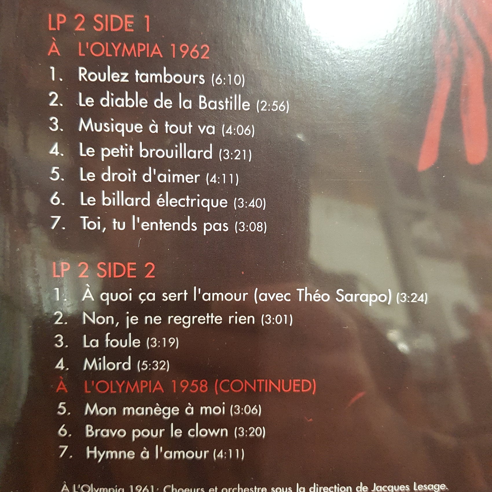EDITH PIAF - AT THE OLYMPIA (2LP) VINYL