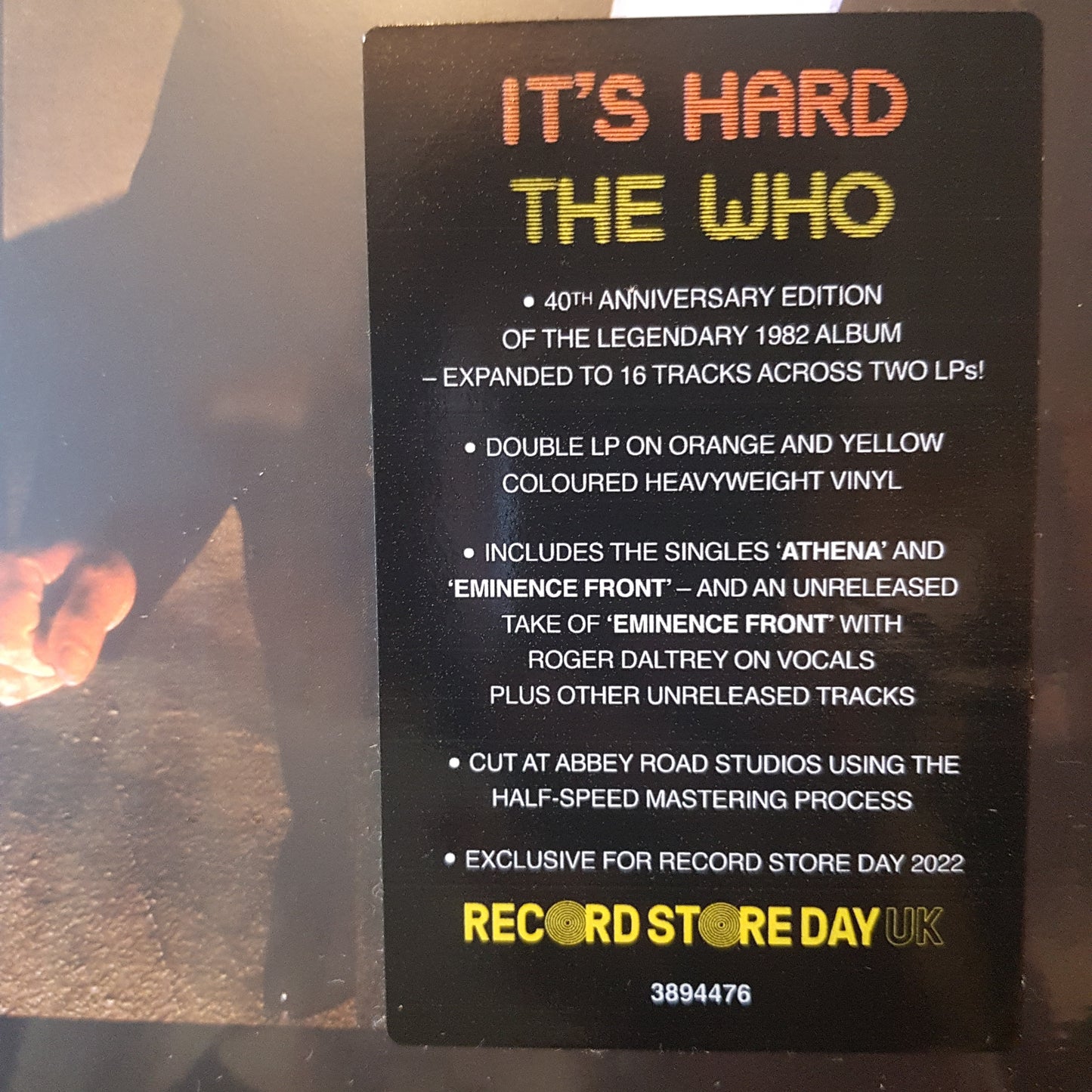 WHO - ITS HARD (COLOURED) (2LP) JUNE RSD 2022