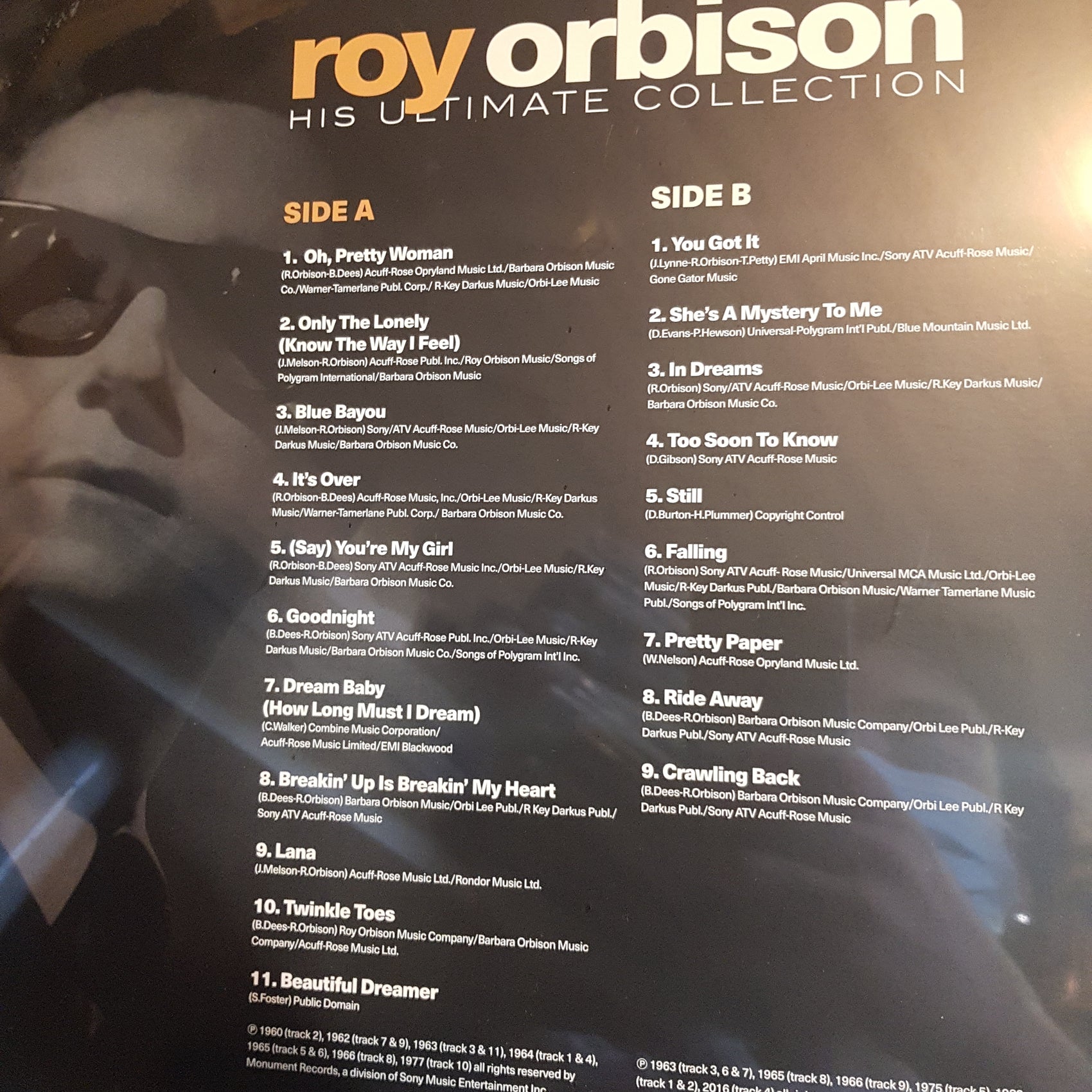 ROY ORBISON - HIS ULTIMATE COLLECTION VINYL