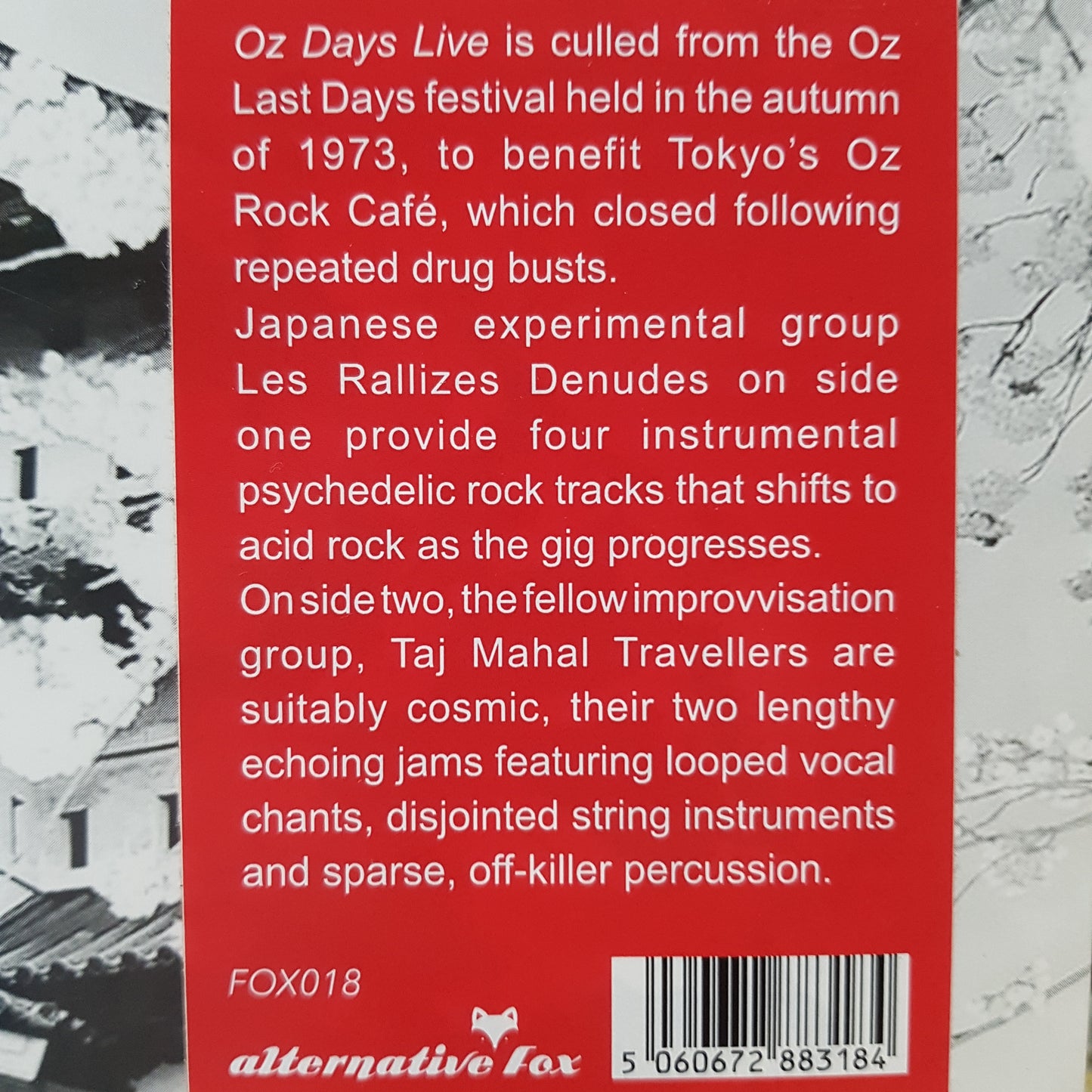 LES RALLIZES DENUDES AND TAJ MAHAL TRAVELLERS - OZ DAYS LIVE 1973 VINYL