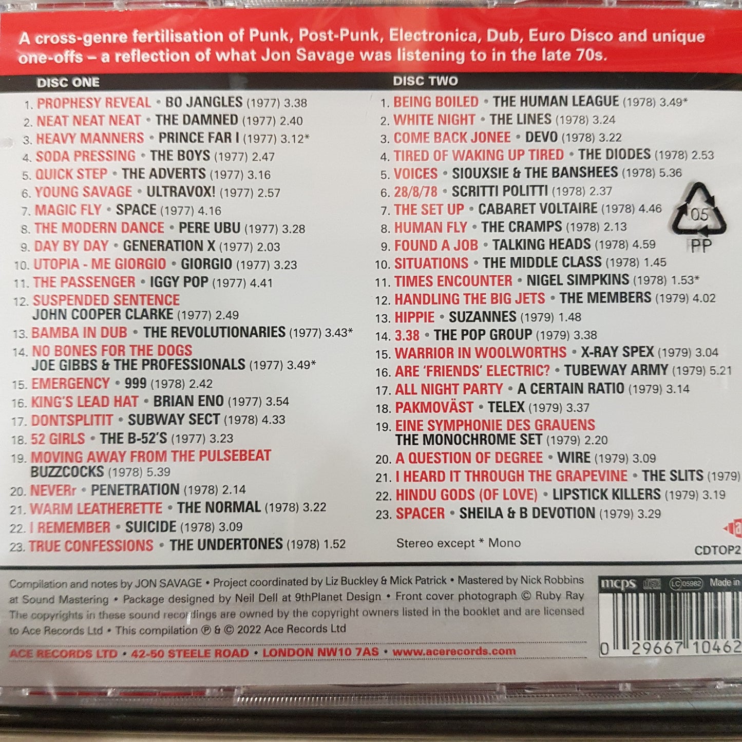VARIOUS ARTISTS - JON SAVAGE 1977-1979 2CD