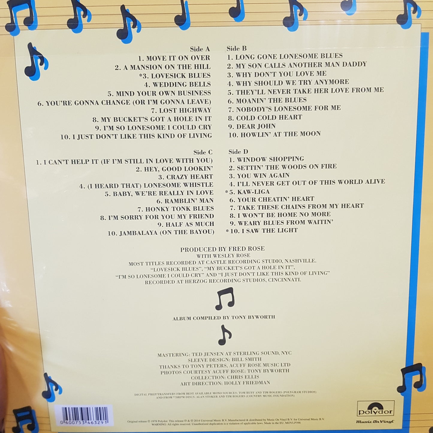 HANK WILLIAMS - 40 GREATEST HITS (2LP) VINYL