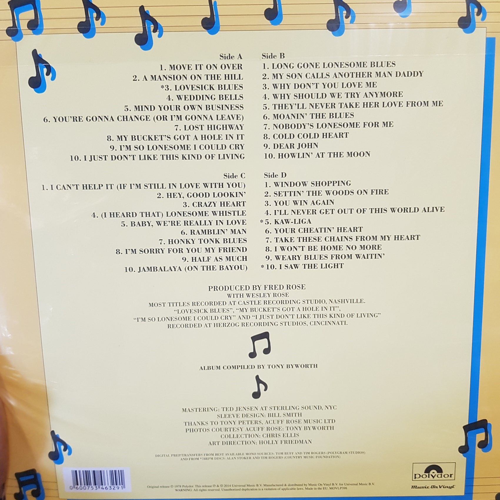 HANK WILLIAMS - 40 GREATEST HITS (2LP) VINYL