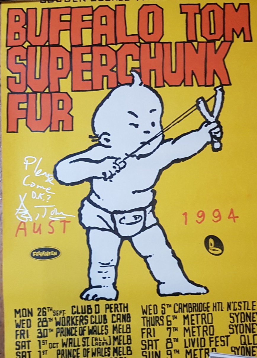 BUFFALO TOM, SUPERCHUNK AND FUR - AUS (1994 USED SIGNED) POSTER