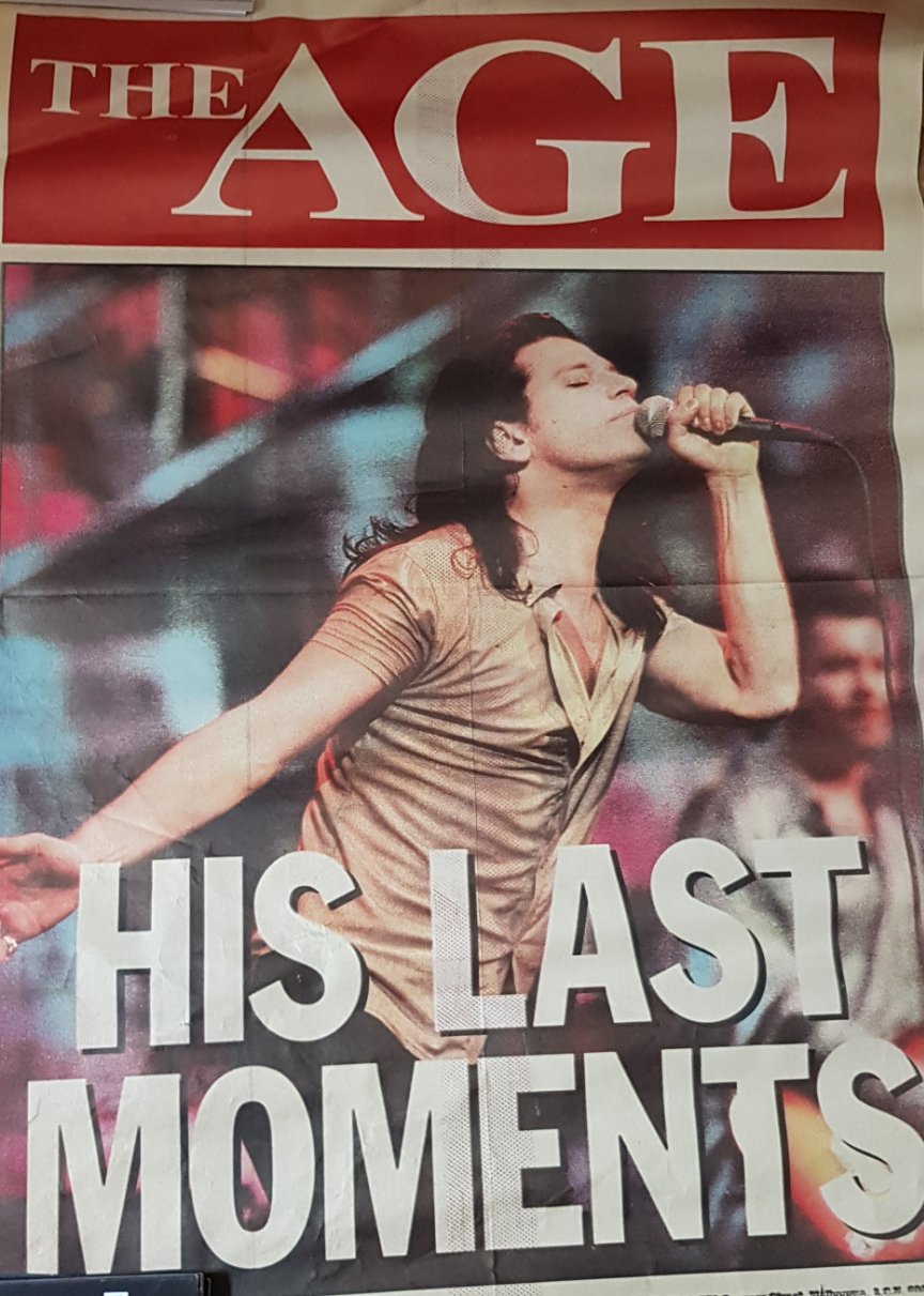 MICHAEL HUTCHENCE - THE AGE NEWSPAPER CLIPPINGS (x2) (1997 USED) POSTER