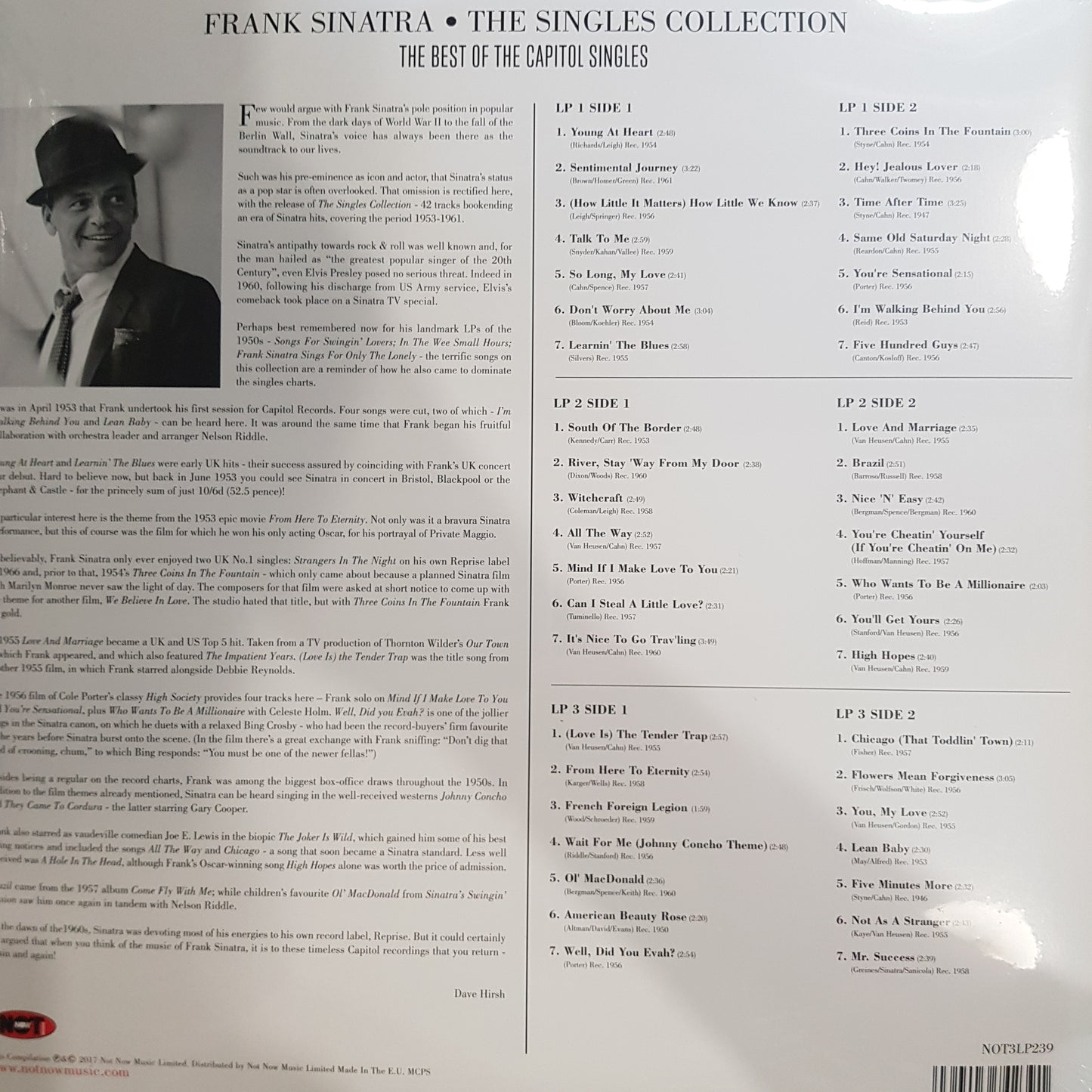 FRANK SINATRA - THE SINGLES COLLECTION: BEST OF THE CAPITOL SINGLES (WHITE COLOURED 3LP) VINYL