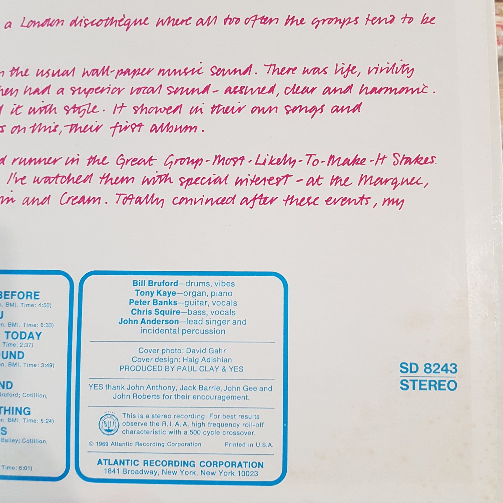 YES - SELF TITLED (USED VINYL 1975 US M-/EX+)