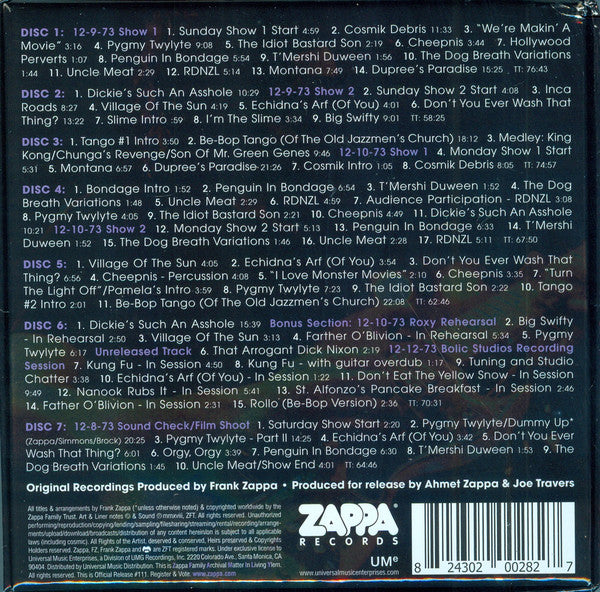 FRANK ZAPPA & THE MOTHERS OF INVENTION - THE ROXY PERFORMANCES 7CD BOX SET