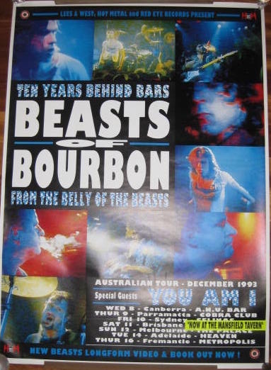 BEASTS OF BOURBON - BELLY OF THE BEAST TOUR (1993 USED) LARGE POSTER