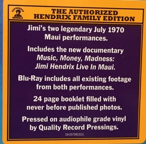 JIMI HENDRIX EXPERIENCE - LIVE IN MAUI (3LP + BLU-RAY) VINYL BOX SET