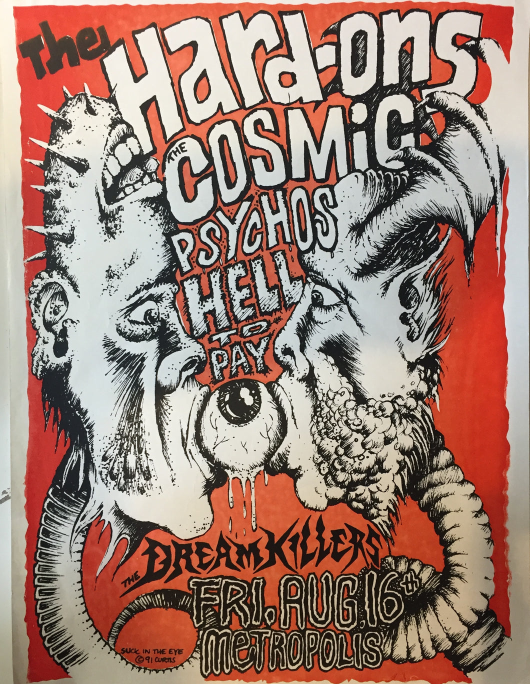 HARD-ONS/COSMIC PSYCHOS/HELL TO PAY - 1991 TOUR (USED) POSTER