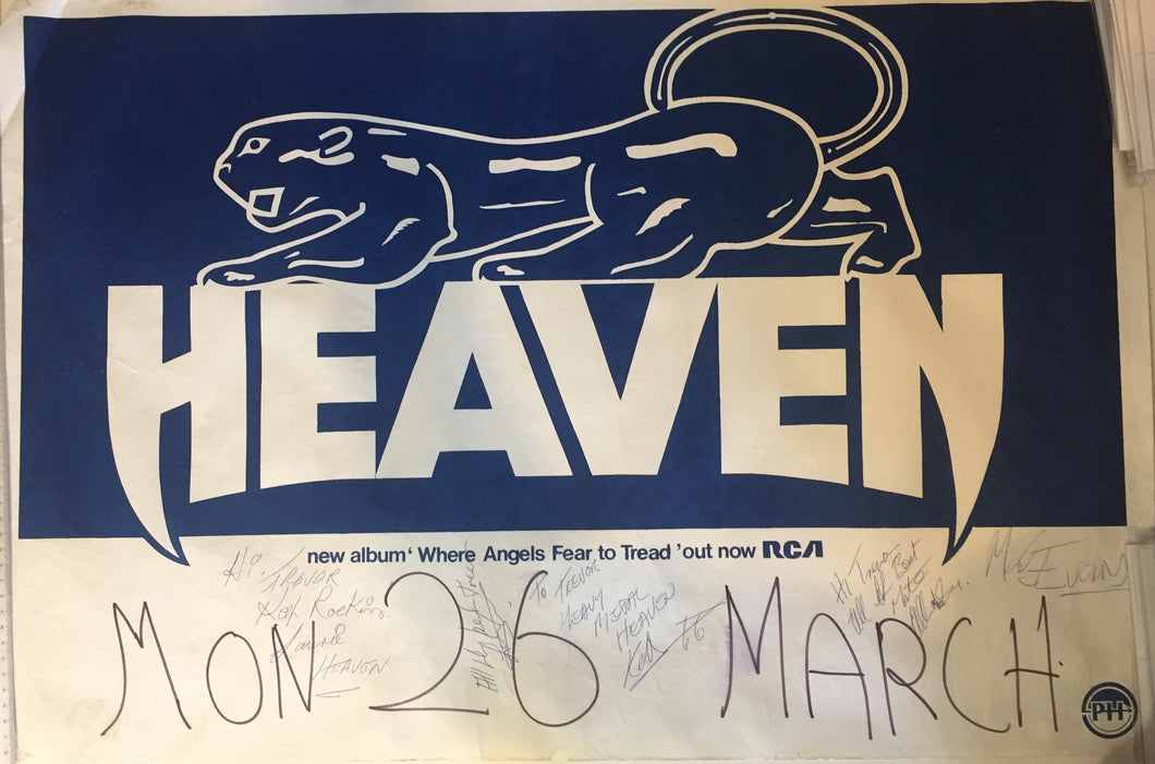 HEAVEN - WHERE ANGELS FEAR TO TREAD (USED 1983) TOUR POSTER SIGNED