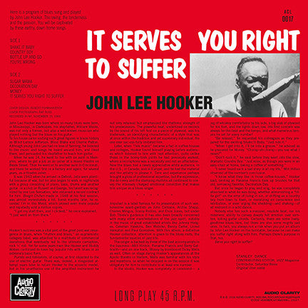 JOHN LEE HOOKER - IT SERVES YOU RIGHT TO SUFFER (COLOURED) VINYL