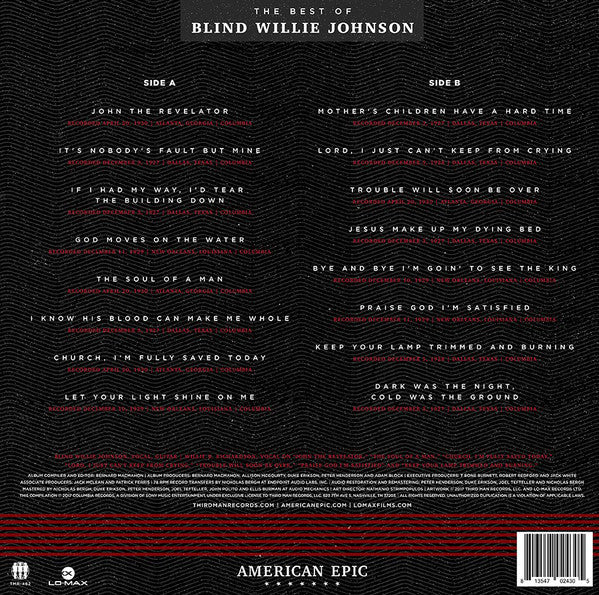 BLIND WILLIE JOHNSON - THE BEST OF VINYL