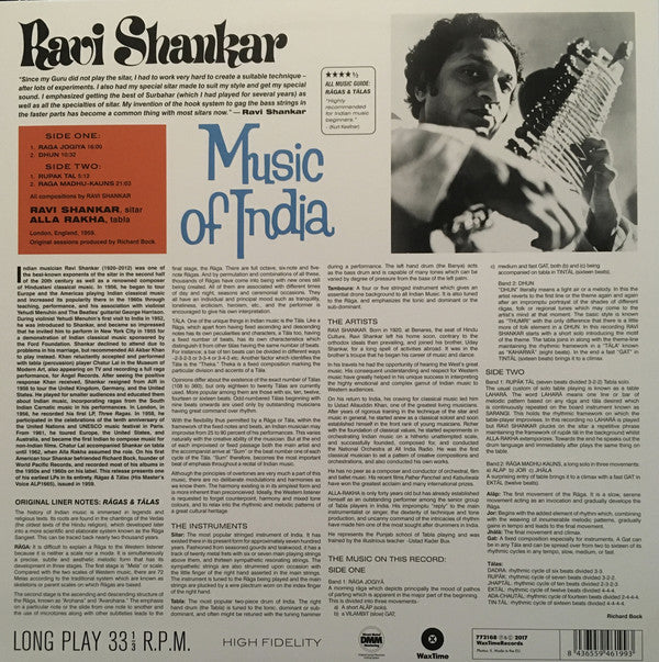 RAVI SHANKAR - MUSIC OF INDIA VINYL