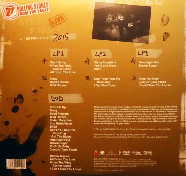 ROLLING STONES - STICKY FINGERS LIVE AT THE FONDA THEATRE 2015 (3LP + DVD) VINYL