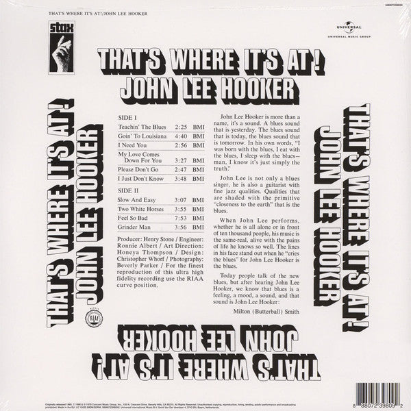 JOHN LEE HOOKER - THAT'S WHERE IT'S AT! VINYL