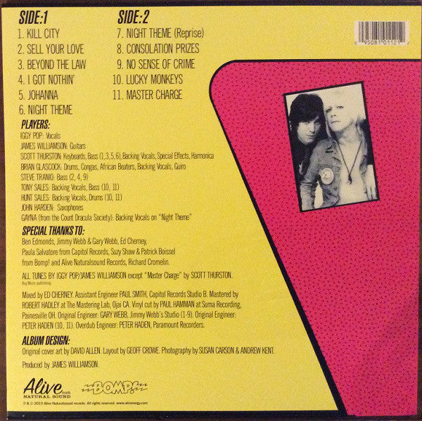 IGGY POP & JAMES WILLIAMSON - KILL CITY VINYL