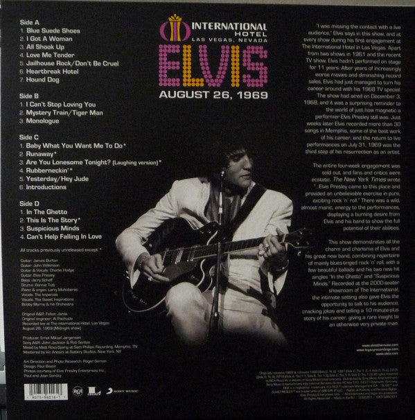 ELVIS PRESLEY - INTERNATIONAL HOTEL LAS VEGAS NEVADA (2LP) VINYL