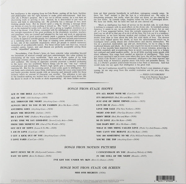ELLA FITZGERALD - SINGS THE COLE PORTER SONG BOOK (2LP) VINYL