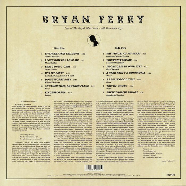BRYAN FERRY - LIVE AT THE ROYAL ALBERT HALL 1974 VINYL