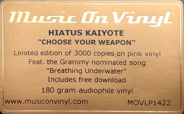 HIATUS KOIYOTE - CHOOSE YOUR WEAPON (2LP PINK COLOURED) VINYL