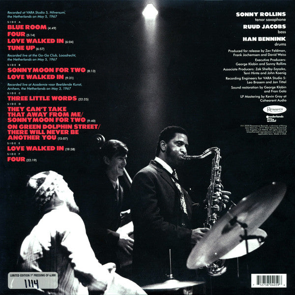 SONNY ROLLINS - ROLLINS IN HOLLAND (4LP) VINYL RSD 2020