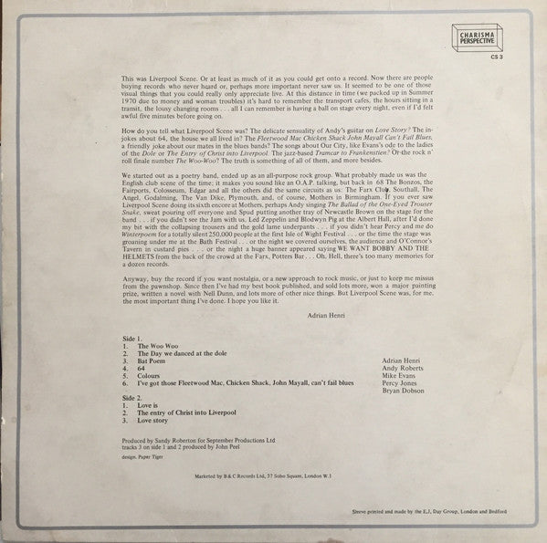 LIVERPOOL SCENE - RECOLLECTIONS (USED VINYL 1972 UK M-/M-)
