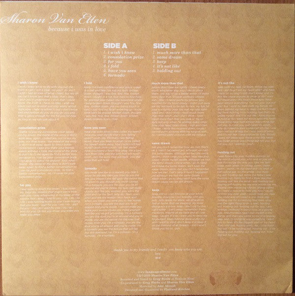 SHARON VAN ETTEN - BECAUSE I WAS IN LOVE VINYL