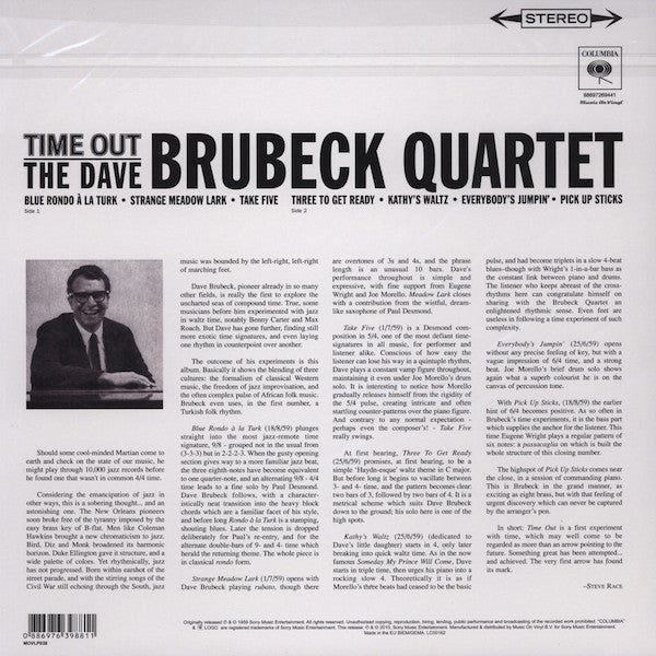 DAVE BRUBECK QUARTET - TIME OUT VINYL
