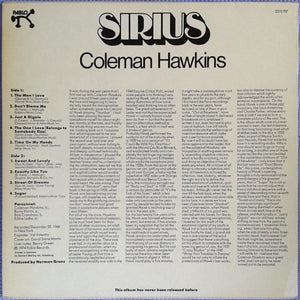 COLEMAN HAWKINS - SIRIUS (USED VINYL 1974 GERMANY M-/EX)